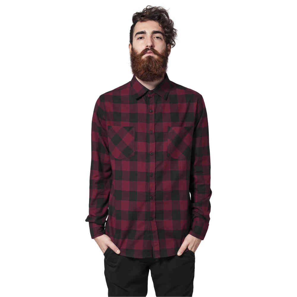 Urban Classics - Checked Flanell Chemisier - Noir/Rouge